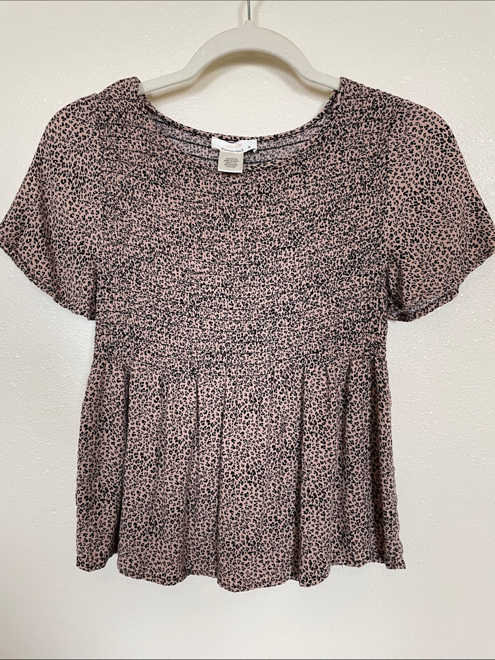 URBAN Romantics leopard Smocked Peplum Top